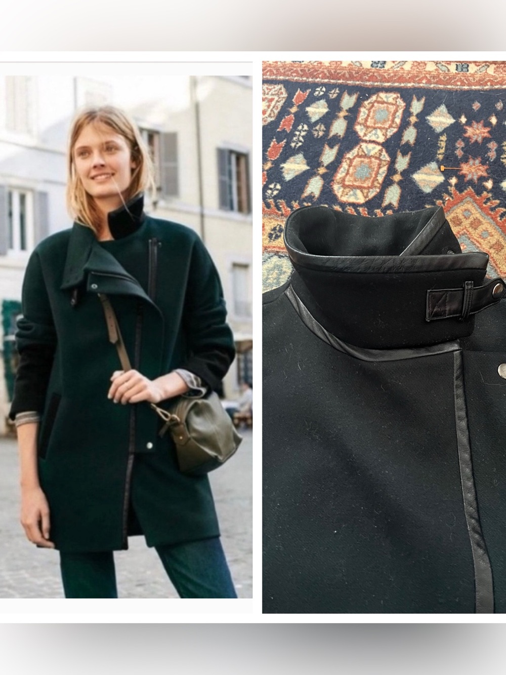 Madewell City Grid Wool leather Coat Full Zip Heavyweight 2